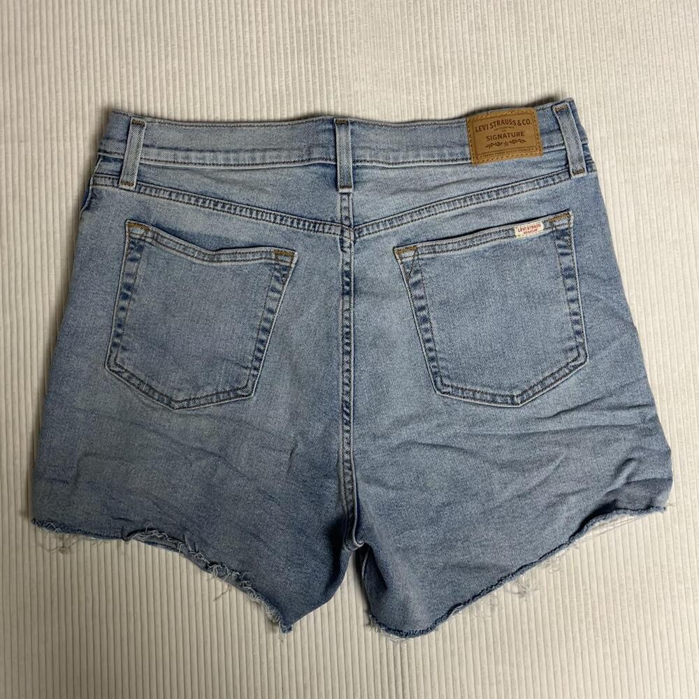 Levi Strauss Signature Shorts Womens 12 Blue Denim Cutoff Raw Hem Stretch